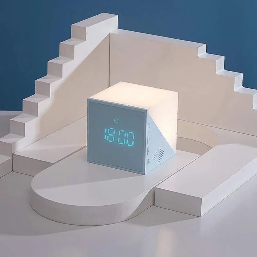 Rubik Cube Alarm Clock w/ Touch Night Light Portable Lamp Temperature Sensor